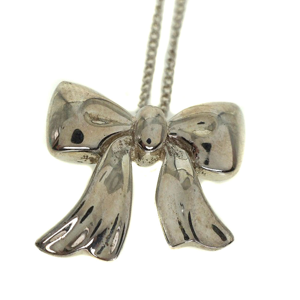 TIFFANY Co Ribbon Motif Necklace Sterling Silver Kantei kyoku Hosobata